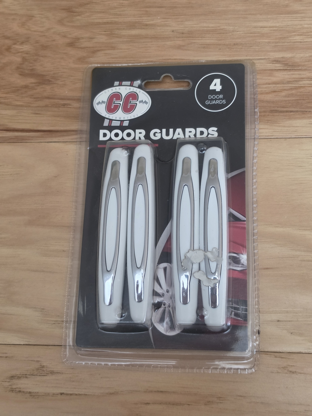 CHANEL White and Silver Car Door Guards - 4 Pack